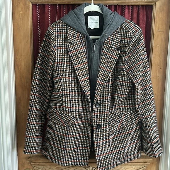 Avec Les Filles Plaid Dickey Sweatshirt Blazer Size Medium - Picture 3 of 7